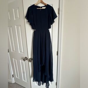 Navy high low dress with cut outs